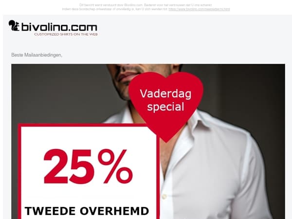 Laatste Oproep : Vaderdag special – Tweede overhemd aan halve prijs