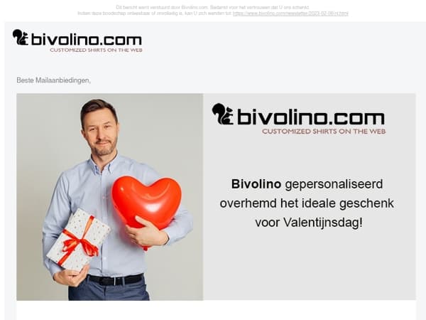 Bivolino gepersonaliseerd overhemd - het ideale geschenk voor Valentijnsdag!
