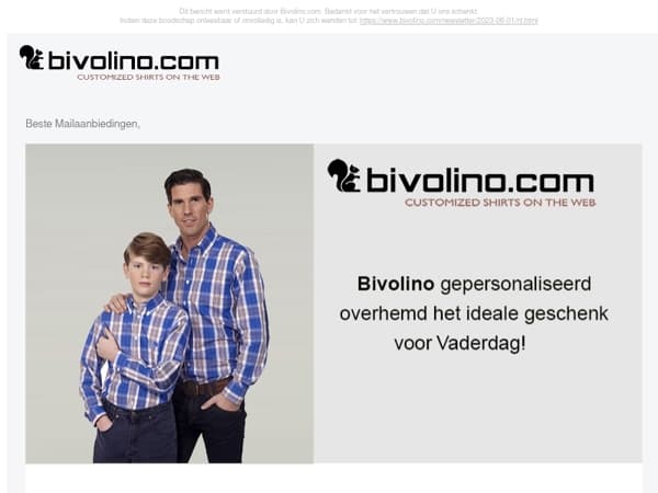 Vaderdag special : Bivolino gepersonaliseerd overhemd - het ideale geschenk
