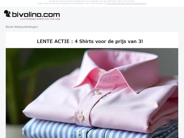 Laatste Oproep : BIVO4 Deal- Vier overhemden voor de prijs van drie
