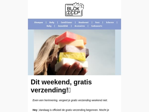 Vergeet je gratis verzending niet!