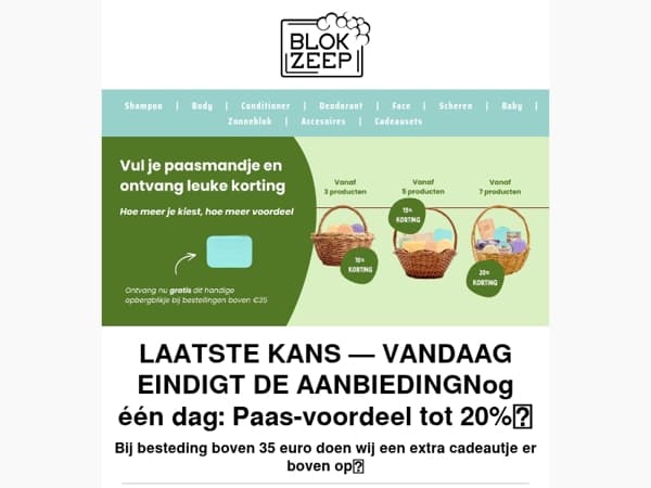 Vandaag de laatste dag! Nog tot 20% korting + gratis cadeautje