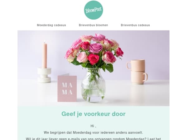  Liever geen moederdagmails?