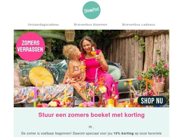 Stuur een zomers boeket met korting