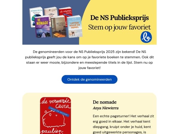 De genomineerden voor de NS Publieksprijs 2024