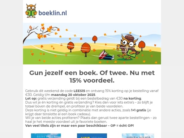 Alleen dit weekend: 15% korting op het hele aanbod