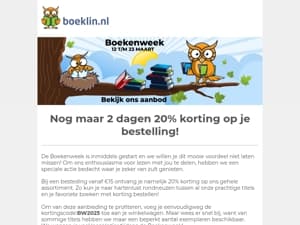 LAATSTE KANS - Boekenweek bij Boeklin - 20% korting op je bestelling!