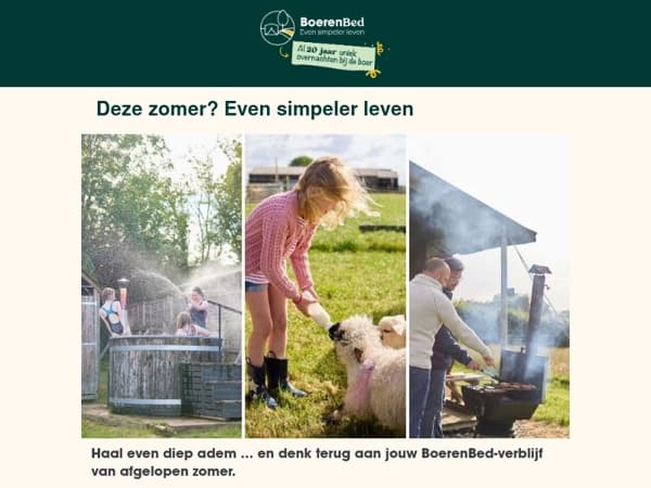 10% korting op jouw volgende BoerenBed-zomer