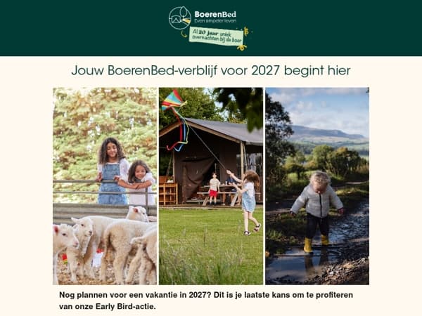 Laatste kans: 15% vroegboekkorting voor 2027 🌿