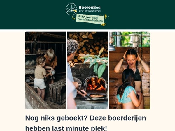 Nog niks geboekt? Nu €50 korting op jouw boerderijweekend