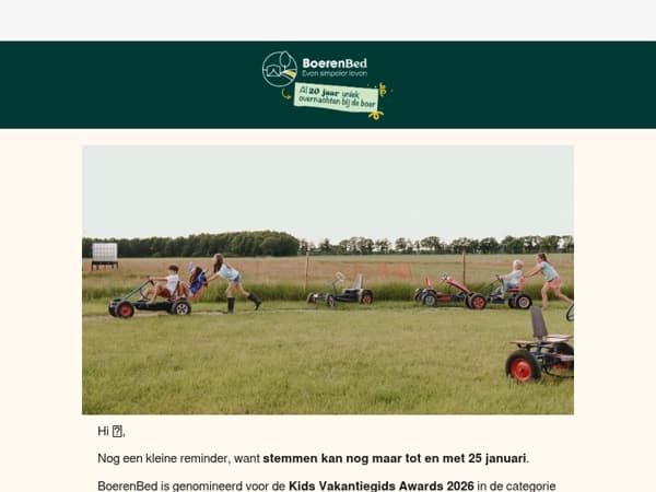 ⏰  Laatste kans: stem op BoerenBed