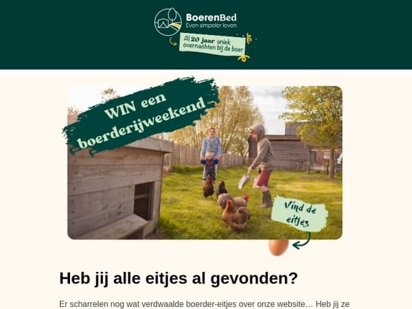 Laatste kans om een verblijf te winnen bij BoerenBed!