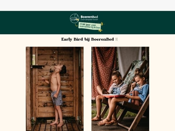 Early Bird bij BoerenBed: 10% voordeel 🌿