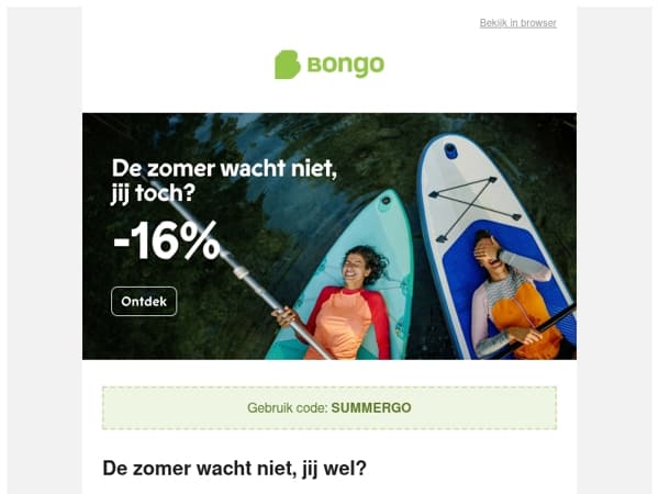 Nog een paar dagen om te kiezen. 16% korting bij Bongo
