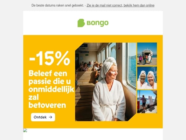 Je -15% eindigt binnenkort. Gebruik het nu!