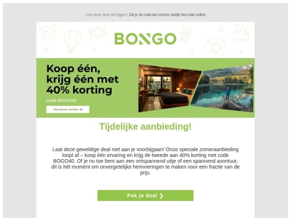 De zomer vliegt voorbij, net zoals deze aanbieding!