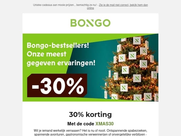 Onze beste deals aan -30%... haast je voor kerst!