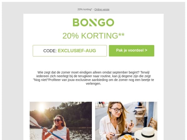 -20% om je zomer te verlengen ☀️ 