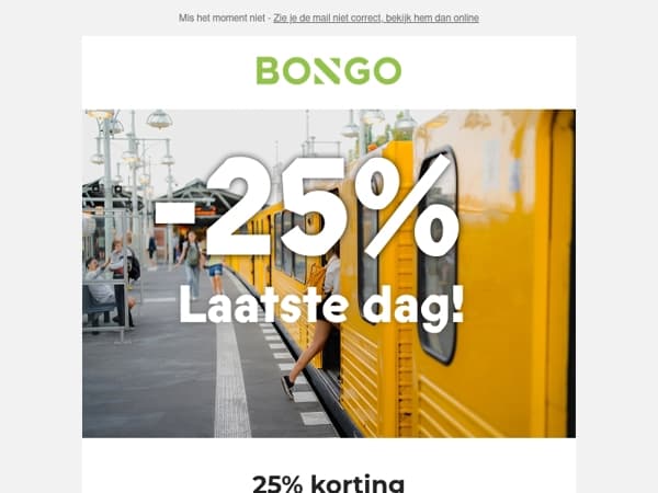 Laatste dagen: 25% korting op verblijven