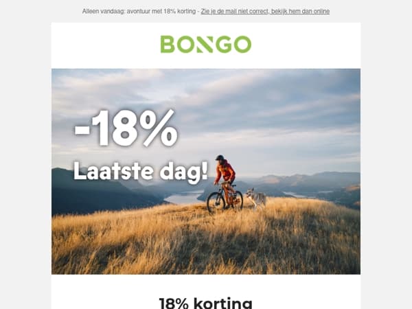 Laatste dag: 18% korting op Bongo Adventure!