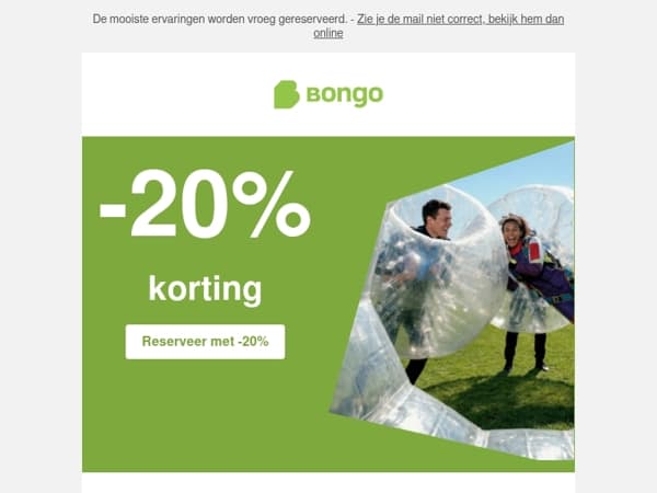 Nog maar een paar dagen. 20% korting bij Bongo