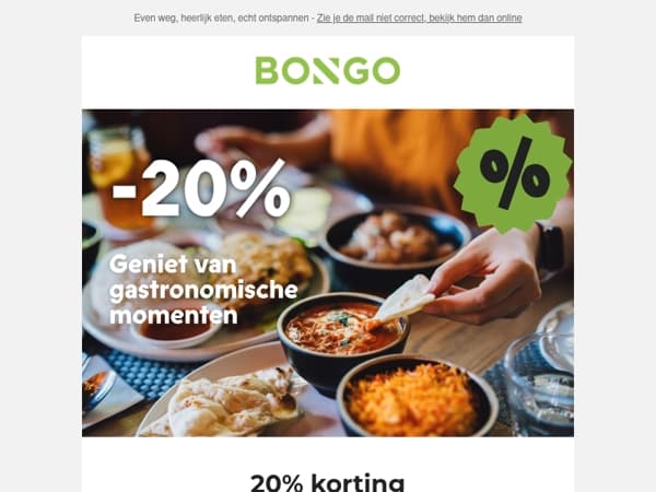 20% korting op overnachtingen met culinair genieten