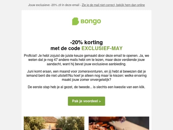 Jouw exclusieve -20% zit in deze email