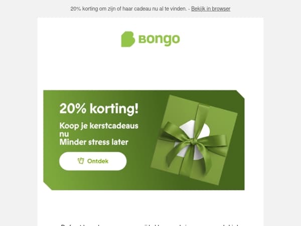 De early bird-korting is er: 20% op cadeau-ervaringen