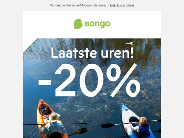 Laatste uren. -20% om iemand te verrassen!