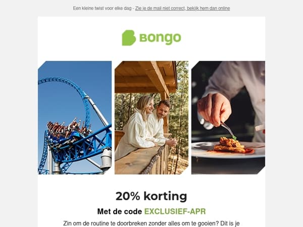 20% korting – laatste uren 
