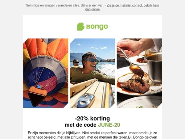 Jouw zomer begint hier. 20% korting bij Bongo