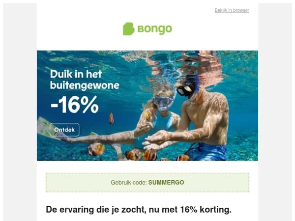 Nog steeds aan het twijfelen? 16% korting op jouw zomeravontuur