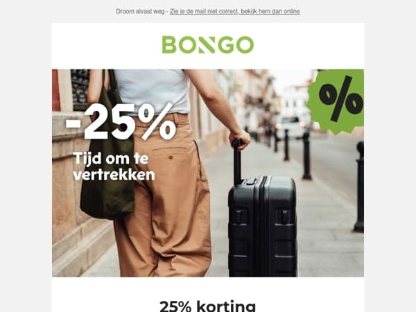 Sorry! 25% korting voor jouw volgende uitstap