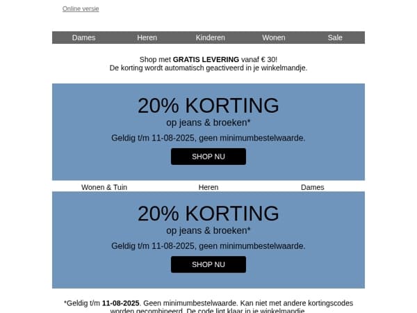 Laatste dag: -20% op jeans & broeken👖