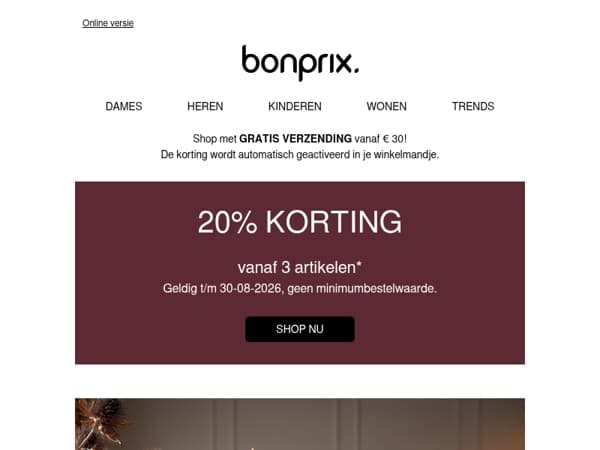 Shop 3 artikelen, ontvang 20% korting – alleen voor jou!