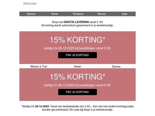 Speciaal voor jou: 15% korting 🎁