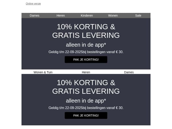 APP DAYS: 10% korting & gratis levering