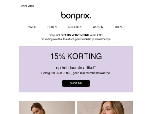 Wees er snel bij: 15% korting op het duurste item