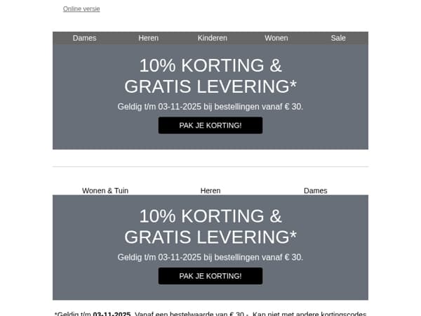Alleen vandaag: 10% korting & gratis levering