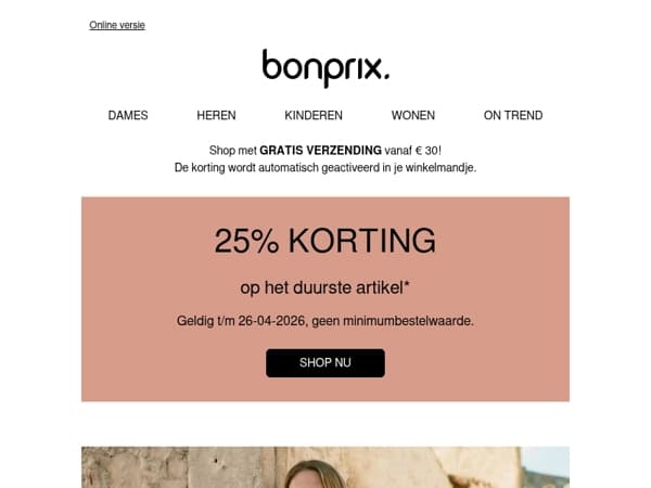 25% korting op je duurste item