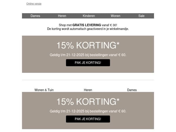 Ons cadeau: 15% korting 🎁