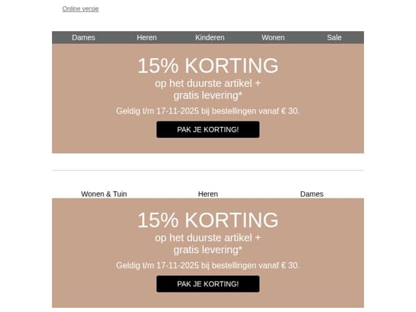 -15% op het duurste artikel & gratis levering voor jou! 🚀