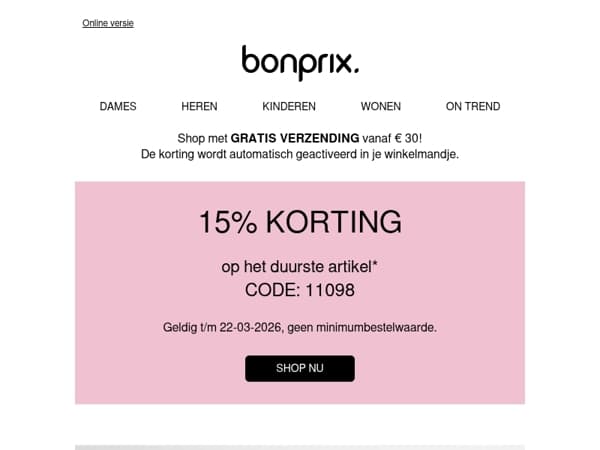 15% op je duurste favoriet – nog maar heel even!
