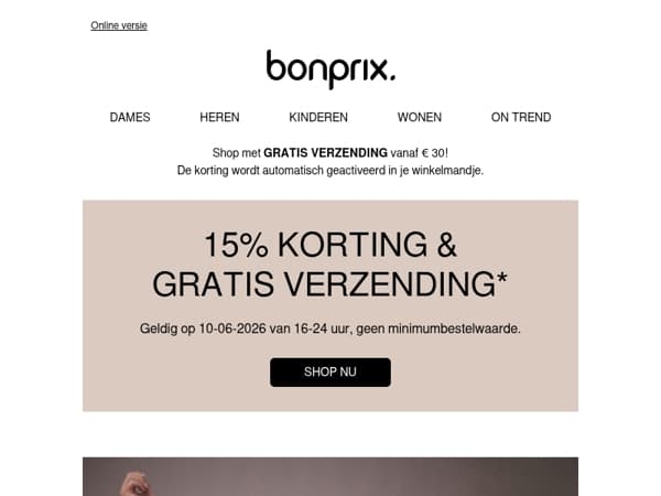 Happy Hour: 15% korting & gratis verzending