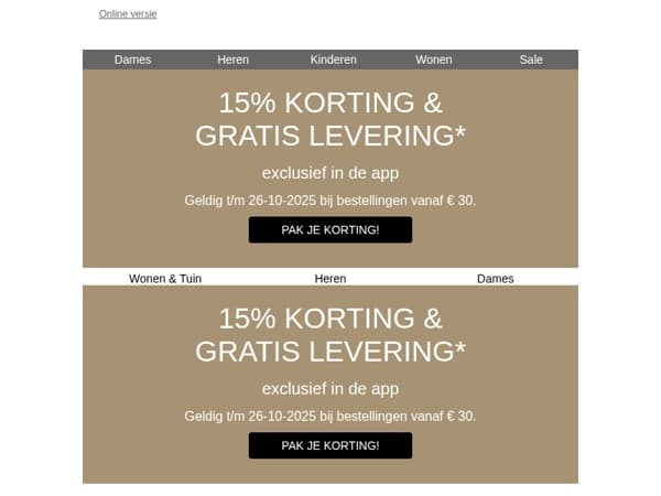 Exclusief in de app: 15% korting 🍂