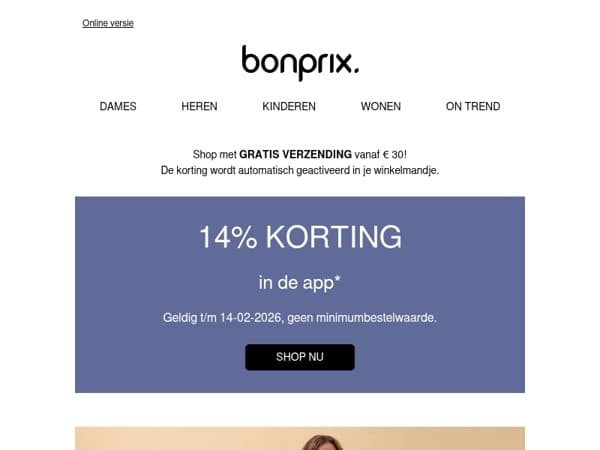 Voor Valentijnsdag: 14% korting in de app