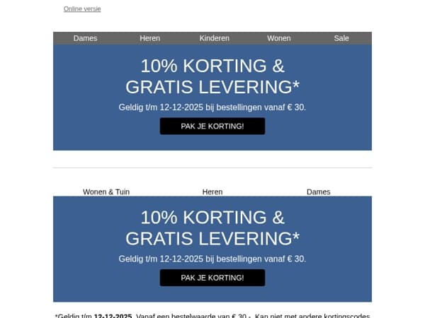 10% korting & gratis levering voor jou!