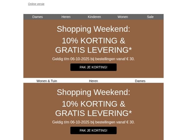 Shopping Weekend: 10% korting & gratis levering!