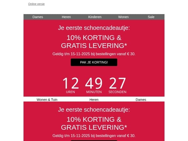 Je eerste schoencadeautje: -10% & gratis levering