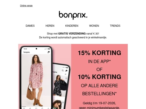 Krijg tot wel 15% korting - alleen in de app!